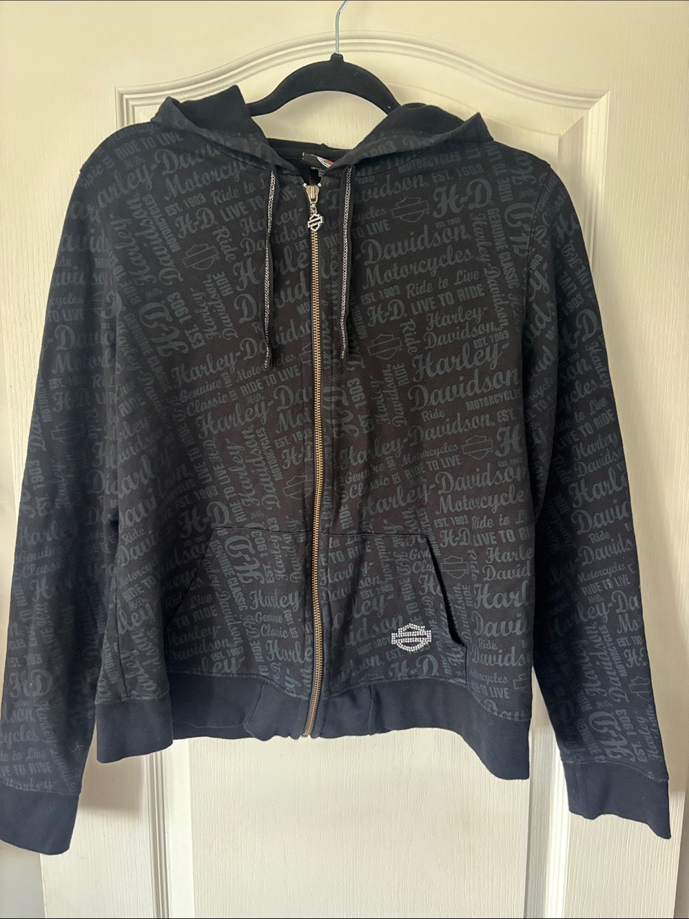 Harley-Davidson Black Allover Script Zip Hoodie